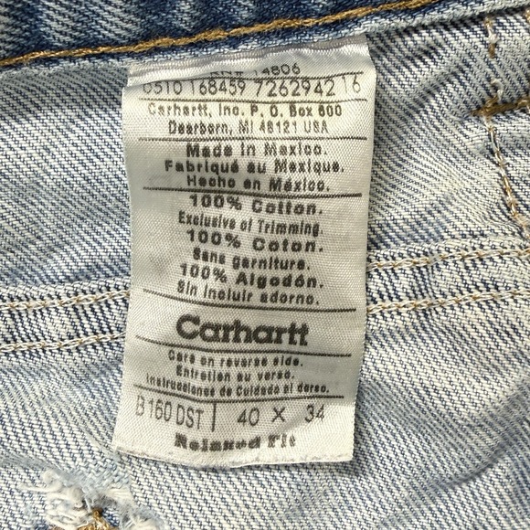 Carhartt B160 DST‎ Relaxed Fit Jeans 40x34 Light Wash Distressed Workwear - Picture 6 of 11